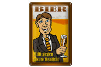 Blechschild Alkohol 20x30cm Bier hilft gegen akute...