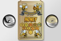 Blechschild Spruch 20x30cm Bee happy eat more honey Honig
