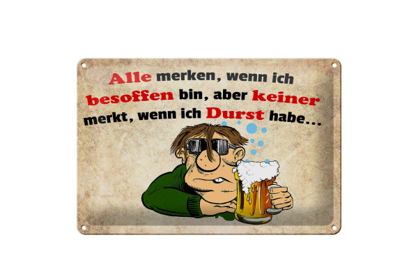 Blechschild Alkohol 30x20cm alle merken wenn ich besoffen