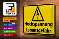 Blechschild Warnschild 30x20cm Hochspannung Lebensgefahr