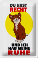 Blechschild Spruch 20x30cm Du hast Recht und ich Ruhe (Katze)