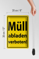 Blechschild Hinweis 20x30cm Müll abladen verboten