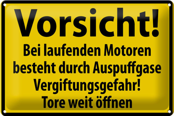 Blechschild Warnschild 30x20cm Vorsicht Bei laufenden Motoren