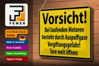 Blechschild Warnschild 30x20cm Vorsicht Bei laufenden Motoren