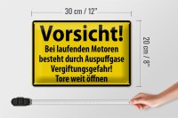 Blechschild Warnschild 30x20cm Vorsicht Bei laufenden Motoren