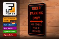 Blechschild Fahrrad 20x30cm Biker parking only