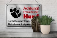 Blechschild Hinweis 30x20cm Achtung Freilaufender Hund Gefahr