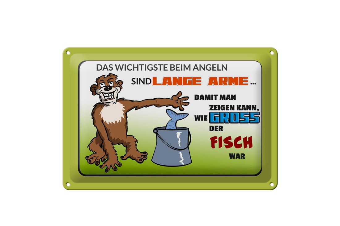 Retro Blechschild „Petri Heil – Echte Männer Angeln Ihr Essen“ – 20x30 Cm, Metall, Mit 4 Aufhänge-Löchern