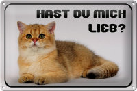 Blechschild Katze 30x20cm hast du mich lieb Geschenk