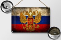 Blechschild Flagge 30x20cm Russland Fahne Wappen