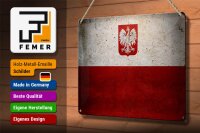 Blechschild Flagge 30x20cm Polen Fahne Wandeko