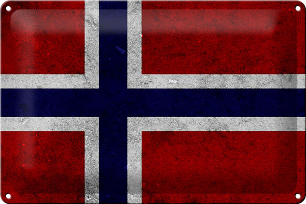 Blechschild Flagge 30x20cm Norwegen Fahne Wanddeko
