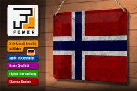 Blechschild Flagge 30x20cm Norwegen Fahne Wanddeko