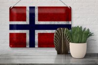 Blechschild Flagge 30x20cm Norwegen Fahne Wanddeko