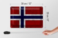 Blechschild Flagge 30x20cm Norwegen Fahne Wanddeko