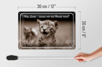 Blechschild Katze 30x20cm Hey lassen wir die Hunde raus