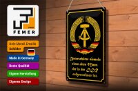 Blechschild Spruch 20x30cm unterschätze niemals Mann DDR