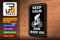 Blechschild Spruch 20x30cm Keep Calm and Bike on