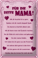 Blechschild Spruch 20x30cm Für die beste Mama