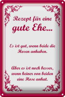 Blechschild Spruch 20x30cm Rezept für eine gute Ehe
