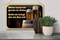 Blechschild Bier 30x20cm Laune gerade im Keller hoffe sie