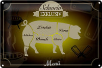 Blechschild Fleisch 30x20cm Schwein exklusiv Menü