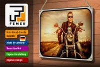 Blechschild Motorrad 30x20cm Mann Man Sonnenuntergang