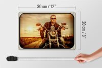 Blechschild Motorrad 30x20cm Mann Man Sonnenuntergang