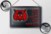 Blechschild Hinweis 30x20cm Hund will nicht nur spielen