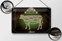 Blechschild Fleisch 30x20cm Schnitte Rind exklusiv Menü