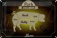Blechschild Fleisch 30x20cm Schnitte Pork exklusive...