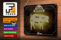 Blechschild Fleisch 30x20cm Schnitte Pork exklusive Menü