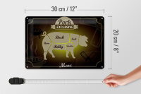 Blechschild Fleisch 30x20cm Schnitte Pork exklusive Menü