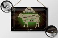 Blechschild Fleisch 30x20cm Schnitte Beef exklusive...
