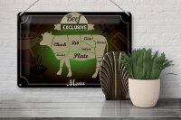 Blechschild Fleisch 30x20cm Schnitte Beef exklusive Menü