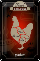 Blechschild Fleisch 20x30cm Fowl exklusive chicken