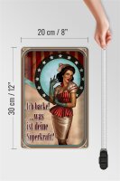 Blechschild Pinup 20x30cm ich backe was deine Superkraft