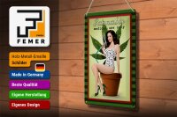 Blechschild Pinup 20x30cm Cannabis medical use only