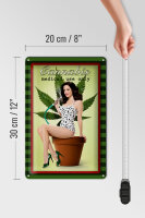 Blechschild Pinup 20x30cm Cannabis medical use only