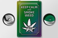 Blechschild Spruch 20x30cm keep calm and smoke weed