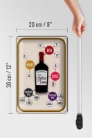 Blechschild Wein 20x30cm Types of Wine red white rose