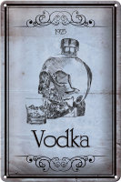 Blechschild Alkohol 20x30cm 1925 Vodka Totenkopf