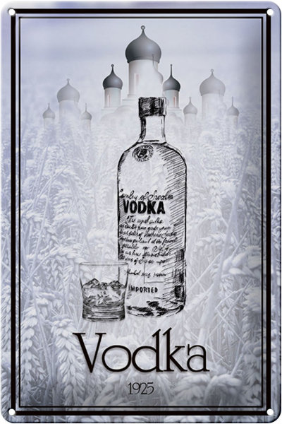 Blechschild Alkohol 20x30cm 1925 Vodka imported