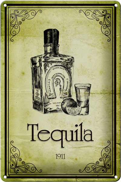 Blechschild Alkohol 20x30cm 1911 Tequila Wanddeko