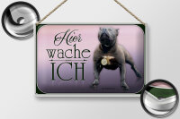 Blechschild Hund 30x20cm Pit Bull Terrier hier wache ich