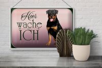 Blechschild Hund 30x20cm Rottweiler hier wache ich