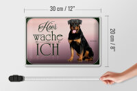 Blechschild Hund 30x20cm Rottweiler hier wache ich