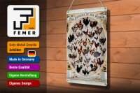 Blechschild Geflügelart 20x30cm the poultry of the world