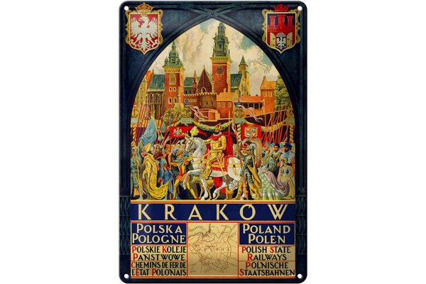 Blechschild Polen 20x30cm Krakow Polska Pologne Wanddeko