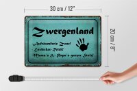 Blechschild Zwergenland 30x20cm Aufräumfreie Zone Reich